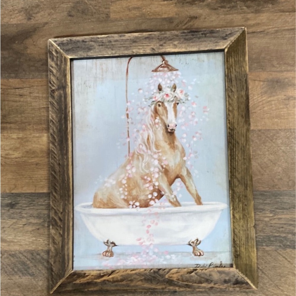 Framed Horse Bathtub Art Print